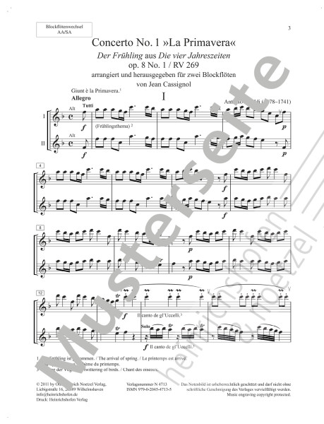La Primavera ‘Spring’ | Antonio Vivaldi | Heinrichshofen publishing house
