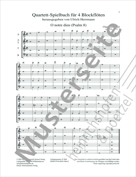 Quartett Spielbuch I for 4 Recorders | Ulrich Herrmann | Heinrichshofen publishing house