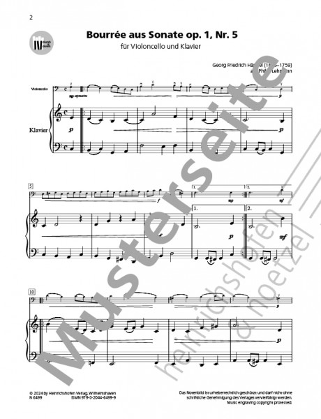 Bourrée from Sonata op. 1, No. 5 | Georg Friedrich Händel | Heinrichshofen publishing house