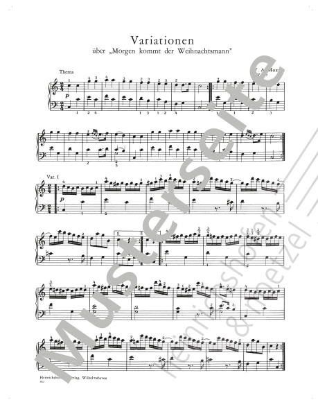 Variations on ‘Tomorrow comes Father Christmas’ | Wolfgang Amadeus Mozart | Heinrichshofen publishing house