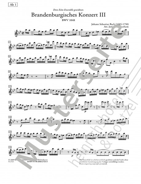 Brandenburg Concerto No. 3, 1st movement - complete parts