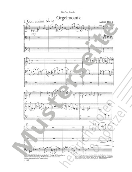 Twelve-part organ mosaic | Lukas Haug | Heinrichshofen publishing house