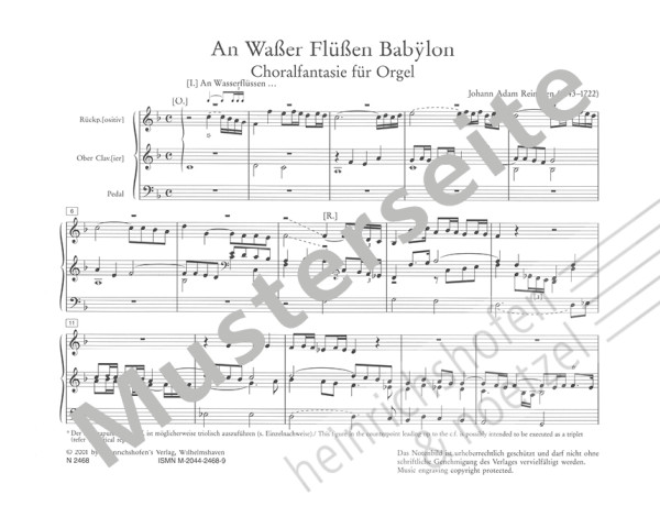 An Waßer Flüßen Babÿlon | Johann Adam Reincken | Heinrichshofen publishing house