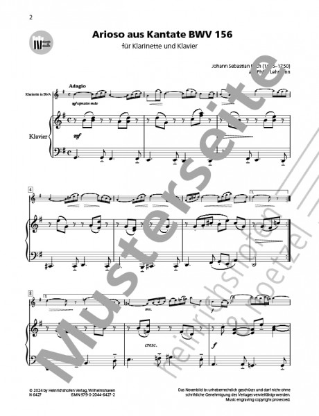 Arioso from Cantata BWV 156 | Johann Sebastian Bach | Heinrichshofen publishing house