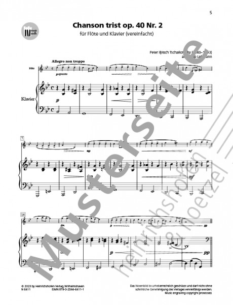 Chanson triste, op.40 No. 2 | Peter Ilijitsch Tschaikowsky | Heinrichshofen publishing house