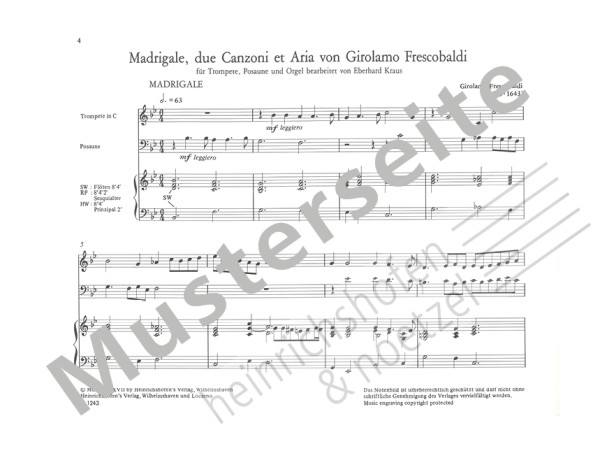 Madrigale, due Canzoni et Aria | Girolamo Frescobaldi | Heinrichshofen Verlag