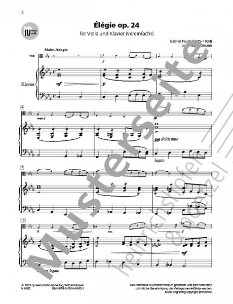 Élégie op. 24 | Gabriel Fauré | Heinrichshofen publishing house