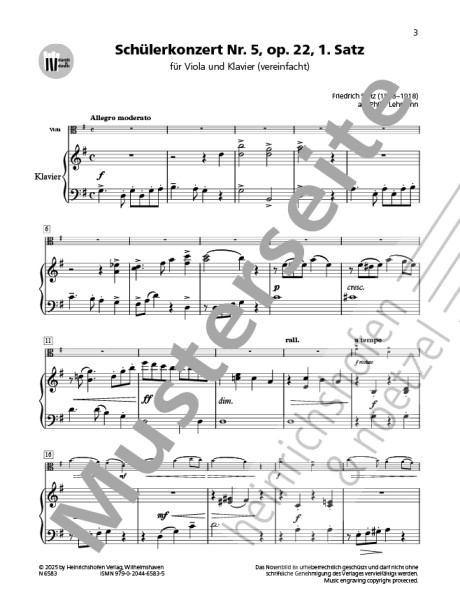 Student Concerto No. 5, op. 22 | Friedrich Seitz | Heinrichshofen publishing house