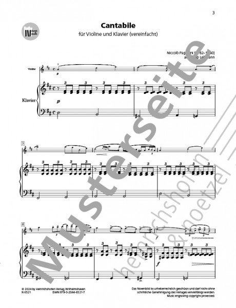 Cantabile | Niccolò Paganini | Heinrichshofen publishing house