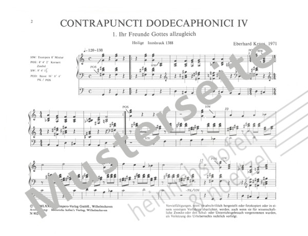 Contrapuncti dodecaphonici IV | Eberhard Kraus | Heinrichshofen publishing house