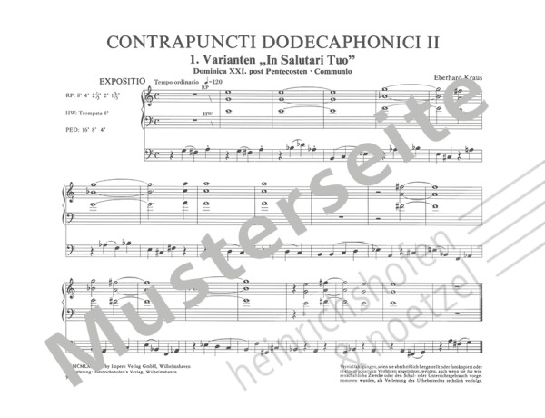 Contrapuncti dodecaphonici II | Eberhard Kraus | Heinrichshofen publishing house