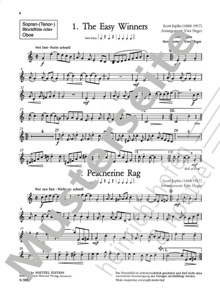 Let's rag... 10 Ragtimes | Scott Joplin, Uwe Heger | Heinrichshofen publishing house