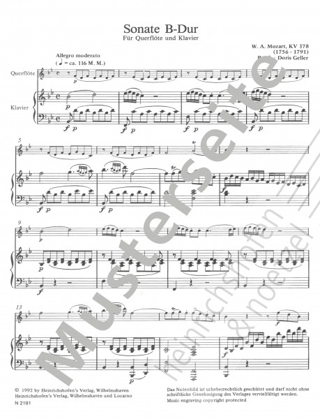 Sonata B flat Major KV 378