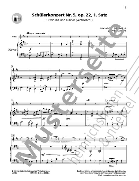 Student Concerto No. 5, op. 22 | Friedrich Seitz | Heinrichshofen publishing house
