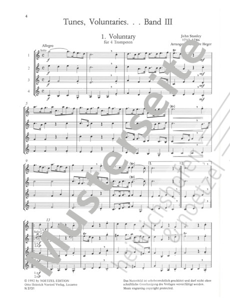 Tunes, Voluntaries ... from the Baroque period | Volume III | Uwe Heger | Heinrichshofen publishing house