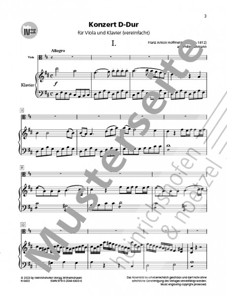 Concerto in D major | Franz Anton Hoffmeister | Heinrichshofen publishing house