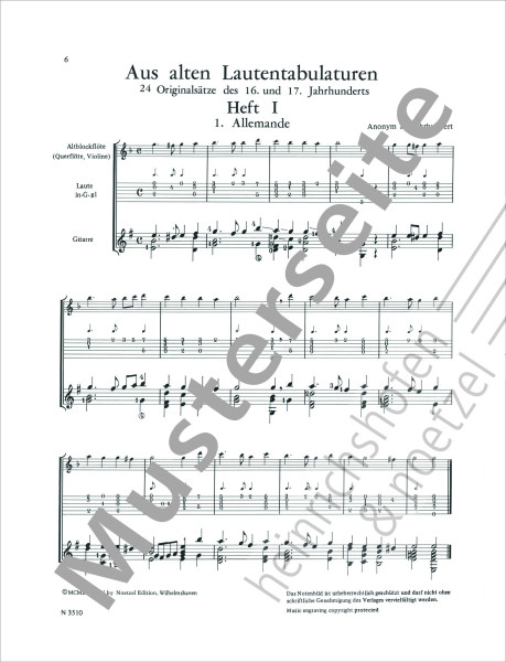 From Early Lute Tablatures, Volume I | Edmund Wensiecki | Heinrichshofen publishing house
