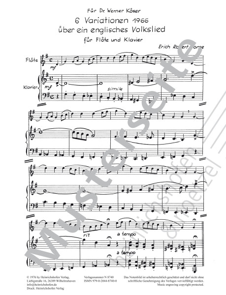 6 Variationen | Flöte und Klavier