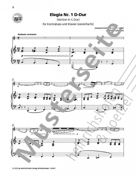 Elegia No.1 in D major | Giovanni Bottesini | Heinrichshofen publishing house
