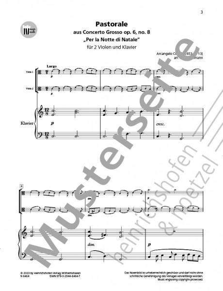 Pastorale from Concerto Grosso op. 6, no. 8 ‘Per la Notte di Nattale' | Arcangelo Corelli | Heinrichshofen publishing house