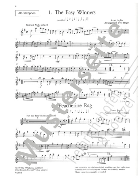 Let's Rag - Sax Collection | Scott Joplin, Uwe Heger | Heinrichshofen publishing House