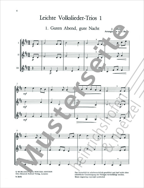 Easy Folk Songs, Trios 1 from Germany | Uwe Heger | Heinrichshofen publishing house