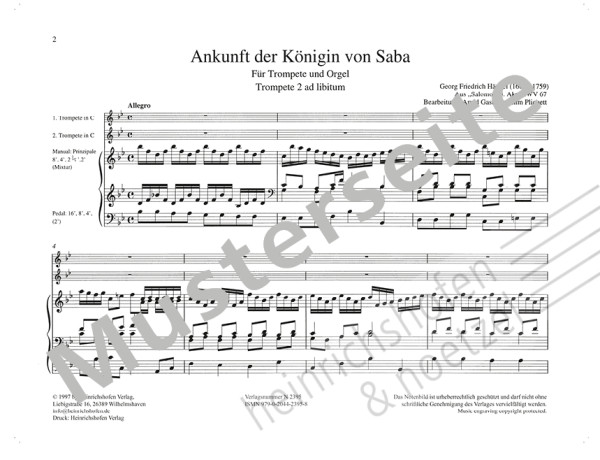 Arrival of the Queen of Sheba | George Frideric Handel | Heinrichshofen publishing house