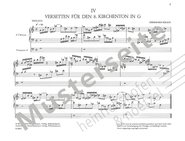Twelve-tone Organ Booklet | Volume II | Eberhard Kraus | Heinrichshofen publishing house