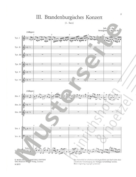 3rd Brandenburg Concerto 1st movement | Johann Sebastian Bach | Heinrichshofen publishing house