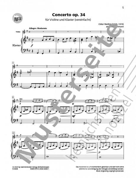 Concerto op. 34 | Oskar Rieding | Heinrichshofen publishing house