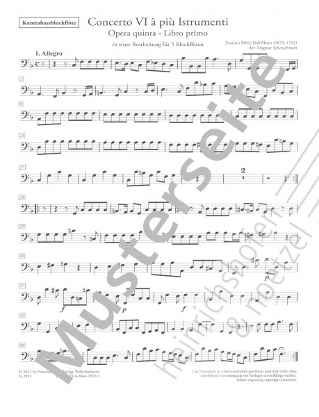 Concerto VI à più Istrumenti - double bass part