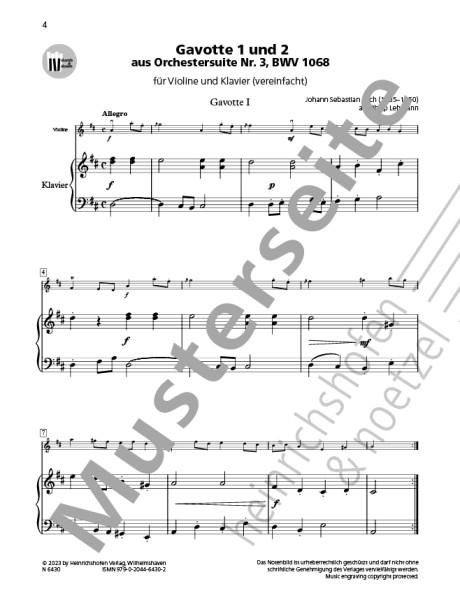 Gavotte 1 and 2 from Orchestral Suite No. 3, BWV 1068