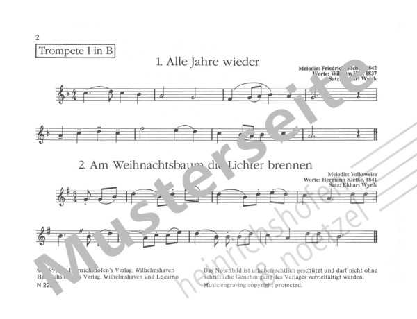 Advents- und Weihnachtslieder für 4 Blechbläser | Ekhart Wycik | Heinrichshofen Verlag