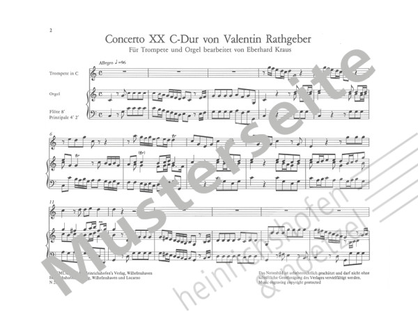 Concerto XX in C major | Valentin Rathgeber | Heinrichshofen publishing house