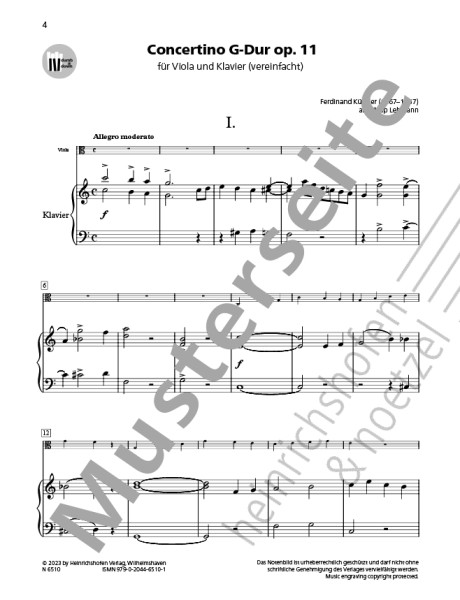 Concertino in G major op.11| Ferdinand Küchler | Heinrichshofen publishing house
