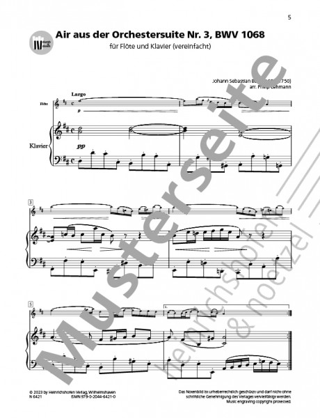 Air from the Orchestral Suite No. 3, BWV 1068 | Johann Sebastian Bach | Heinrichshofen publishing house