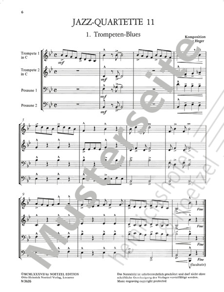 Jazz Quartets 11 | Standards & Traditionals | Uwe Heger | Heinrichshofen publishing house