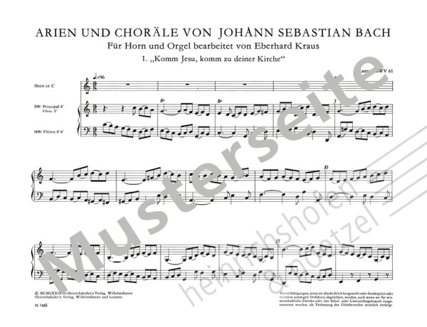 Arias and Chorales | Johann Sebastian Bach | Heinrichshofen publishing house