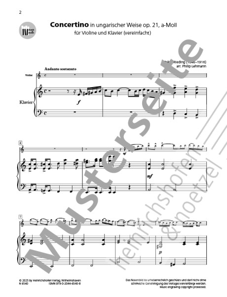 Concertino op. 21 | Oskar Rieding | Heinrichshofen publishing house