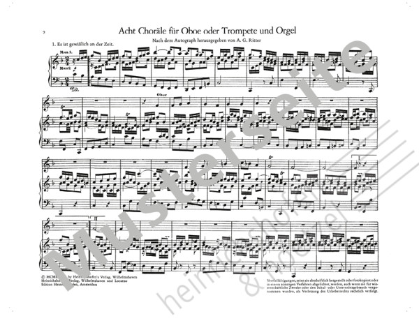Eight chorales | Johann Ludwig Krebs | Heinrichshofen publishing house